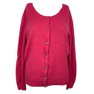 Apt 9 Cardigan Womens Sz‎ L Pink Soft Angora Knit Sweater Rhinestone Buttons